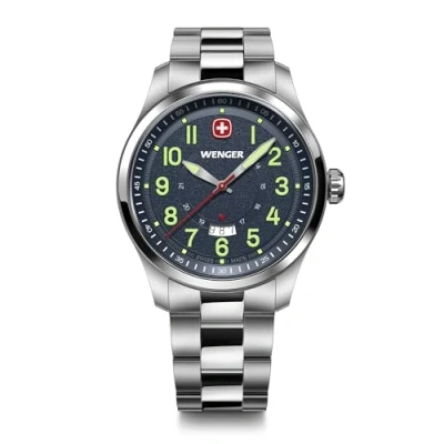 Image of Wenger Men&#039;s Watch Terragraph Analog Quartz, Ø 43 mm, Swiss Made, Water Resistant up to 100 m, Blue/Silver, Steel Strap, 01.0541.123