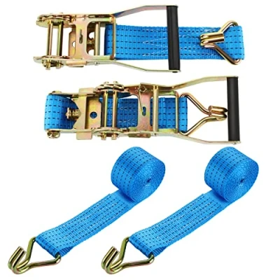 Image of SENENQU 2 Sets Heavy Duty Ratchet Tie Down Strap, 5cm x 3m Cam Buckle Adjustable Lashing Car Tensioning Belt, Wheel Strap with Hook for Trailer Truck Load Capacity 5000KG