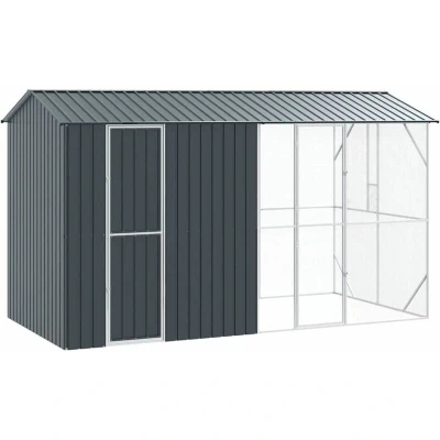 Image of vidaXL Bird Aviary with Extension Anthracite 210x442x247 cm Steel