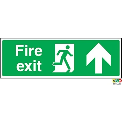 Image of Fire exit ahead safety sign Self adhesive sticker 300mm x 100mm
