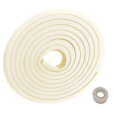 Image of TUKA 16.4ft / 5M Edge Guard Extra Thick, L Shaped Premium Foam Protection Childproofing, Child Senior Baby Safety Anti Collision Strip Protector for Sharp Table Furniture Edge, TKD7000 Ivory