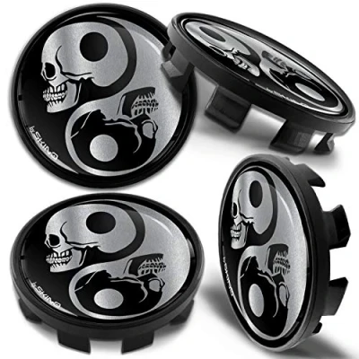 Image of Biomar Labs 4 x 68mm Wheel Centre Alloy Hub Center Caps Compatible with BMW 36136783536 Hubcaps Skull CBZ 2