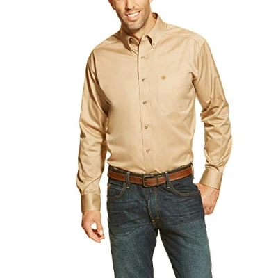 Image of ARIAT Men&#039;s Solid Twill Shirt dotd, Khaki, Large