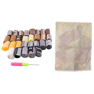 Image of Lobamop Latch Hook Kits Rug Making DIY for Kids/Adults with Printed Canvas Pattern Animals Carpet Embroidery 2 Lion
