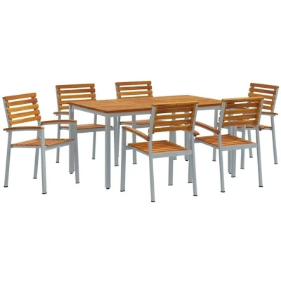 Image of vidaXL 7 Piece Garden Dining Set Solid Wood Acacia