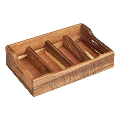 Image of Tala Extra Large Cutlery Tray W/4 Compartments In Natural Acacia