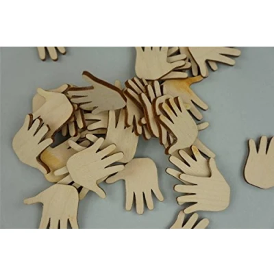 Image of DECOCRAFT 30x Wooden SMALL BABY HANDS Embellishment Decoupage ROOM Decoration Shape (Y16)