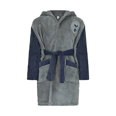 Image of Tottenham Hotspur F.C Boys Dressing Gown, Spurs Hooded Bath Robe, Ages 5 to 15 Years Old (5 6 Years)