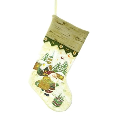Image of Christmas Concepts® 50cm (20&quot;) Cotton/Felt Traditional Stocking With Santa Village Design