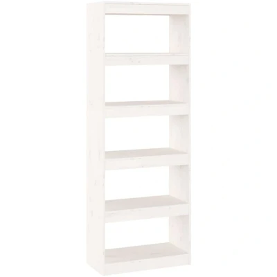 Image of vidaXL Book Cabinet/Room Divider White 60x30x167.5 cm Solid Wood Pine