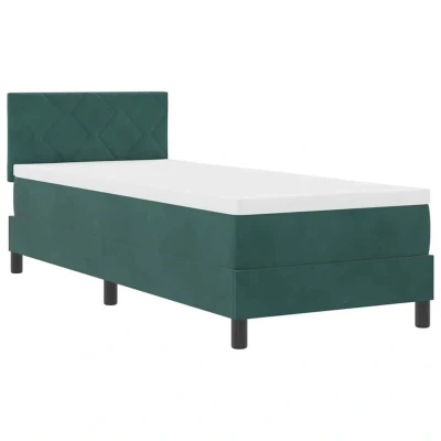 Image of vidaXL Box Spring Bed with Mattress Dark Green 80x200 cm Velvet
