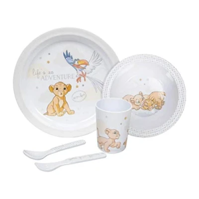 Image of Disney Simba Lion King Dinner Gift Set 5 Piece Melamine Plate, Bowl Cutlery &amp; Cup