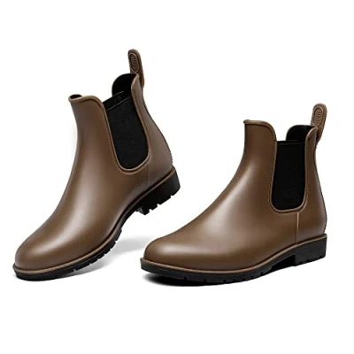 Image of DREAM PAIRS Wellington Boots Women and Men Ankle Ladies Wellies Short Chelsea Booties Waterproof Rain Boots,SDRB2201W E,Brown,6 UK/39 (EUR)