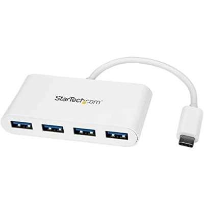 Image of StarTech.com 4 Port USB C Hub with 4x A Ports (USB 3.0 SuperSpeed 5Gbps) Bus Powered Portable/Laptop to Adapter 3.1 Gen 1/USB 3.2 1 Type White (HB30C4ABW)