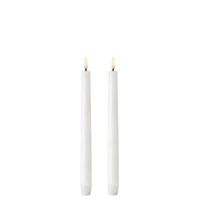 Image of UYUNI Lighting Flameless Taper LED Candle Battery Operated Fake with Flickering 3D Flame, Nordic White, 2.3 x 25 cm (Pack of 2)