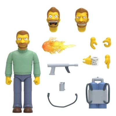 Image of Super7 Ultimates The Simpsons Hank Scorpio 7&quot; Action Figure with Accessories Classic TV Show Collectibles and Retro Toys