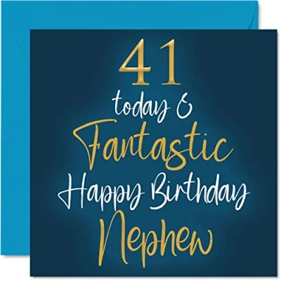Image of Fantastic 41st Birthday Cards for Nephew 41 Today &amp; Happy Card from Auntie Uncle, Gifts, 145mm x Greeting Gift