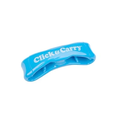 Image of Click &amp; Carry Grocery Bag Carrier, 1 Pack, Blue As seen on Shark Tank, Soft Cushion Grip, Hands Free Plastic Holder, Haul Sports Gear, and with Ease