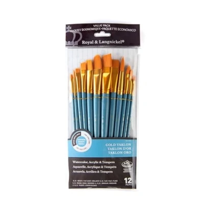 Image of Royal and Langnickel RSET 9306 Taklon Variety Brush Set Medium Gold (Pack of 12)