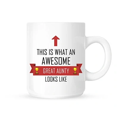 Image of This Is What An Awesome Great Aunty Looks Like Tea/Coffee Mug/Cup Red Ribbon Design Gift Idea