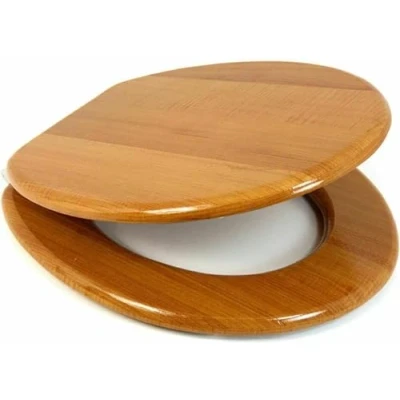 Image of New 18&quot; MDF Universal Bathroom WC Toilet SEAT Easy FIT with Fittings Wooden W/C (Antique Pine)
