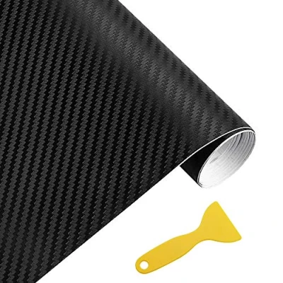Image of MZMing 3D Carbon Fibre Vinyl Wrap Roll 152x30cm Matte Black PVC Car Sheet Waterproof No Bubble Self Adhesive Sticker Texture Effect for DIY Vehicle Motorcycle Interior Exterior