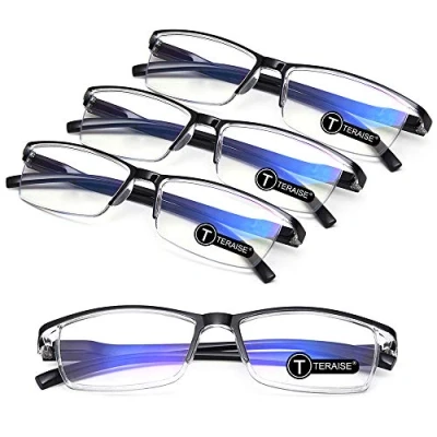 Image of TERAISE 4PCS Value Anti Blue Light Reading Glasses,Lightweight Comfortable Reader Glasses for Men and Women,Sturdy Computer Blocking Included Eyeglasses Case (2.75X)