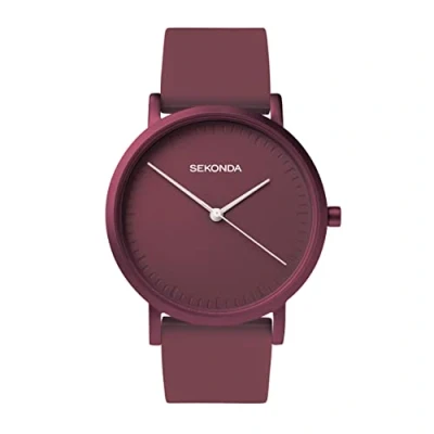 Image of Sekonda Palette Ladies 36mm Quartz Watch in Red with Analogue Display, and Silicone Strap 40554