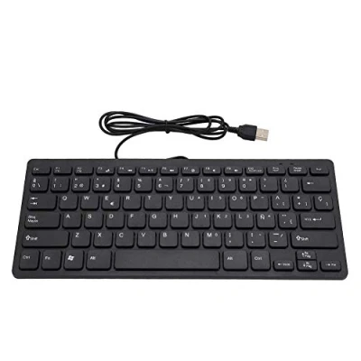 Image of Spanish Keyboard, Wired Mini Portable Keyboard USB Interface for Desktop Computer Ultra thin 78 Keys,