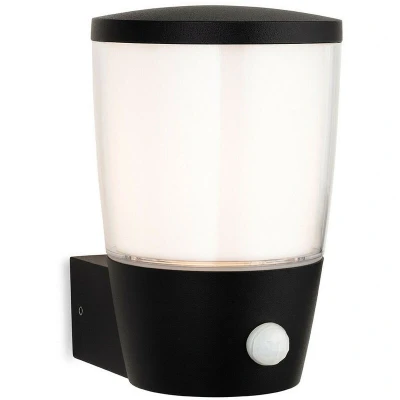 Image of Forbes Wall Light with PIR Black White Duplex Polycarbonate Diffuser IP44