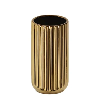 Image of 7 inch Gold Ceramic Flower Vase Home Decor and Table Centerpieces for Friends Family, Christmas, Wedding, Bridal Shower