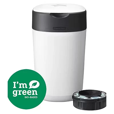 Image of Tommee Tippee Twist and Click Advanced Nappy Bin, Includes 1x Refill Cassette, Locks in Odours Germs, White