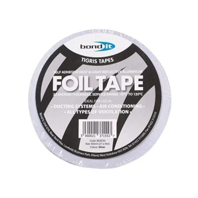Image of Bond It 100mm x 45M Silver Aluminium Reflective Foil Tape for Ducting