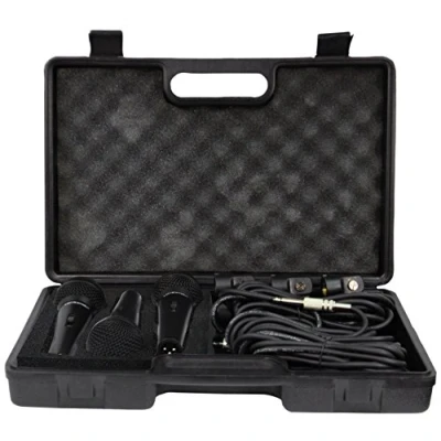 Image of Soundlab Dynamic Premium Vocal Microphone Kit with 3 Microphones, Leads and Carry Case