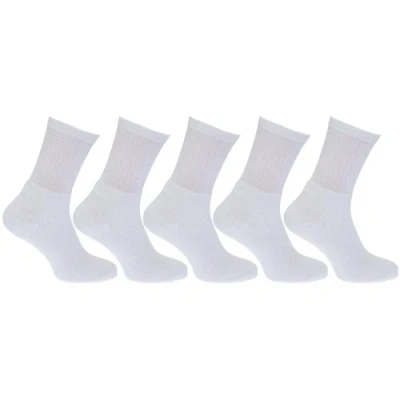 Image of Mens Cotton Rich Sports Socks (Pack Of 5) (UK Shoe 6 11, EUR 39 45) (White)