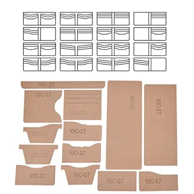 Image of 13pcs Wallet Pattern Stencil Clear Acrylic Leather Craft Template for Short Purse DIY Making Tool