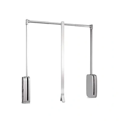 Image of Emuca Pull Down Hanging Rail for Wardrobe, Wardrobe Lift, Adjustable Width 450 600mm, Chromed,7067011