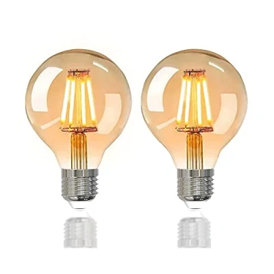 Image of YOUDIAN E27 Screw Bulb,Led Edison Light Bulb, Non Dimmable Retro Bulb,220V 4W(40W Equivalent) 400 Lumen Warm White 2700K CRI&gt;90,G80 Led Filament Bulb,90% Energy Saving（2Pack