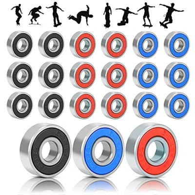 Image of WEDNOK 30Pcs Skateboard Bearings 608RS Bearing Abec 9 Rubber Sealed Frictionless Metal Spare for Longboard Stunt Scooters Inline Skates Roller Wheels (Black,Blue,Red)
