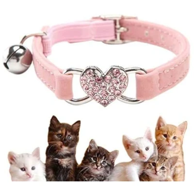 Image of Lovely Kitten Collar, Cat Collar with Bell and Elastic Strap (Pink)