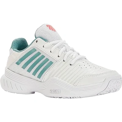 Image of K Swiss Girl&#039;s Court Express Omni Tennis Shoe, White Nile Blue Desert Flower, 11.5 UK Child