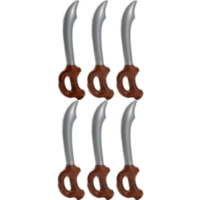 Image of Quickdraw 6 x Inflatable Pirate Sword 60cm Blow Up Cutlass Fancy Dress Party Prop Cosplay Accessory