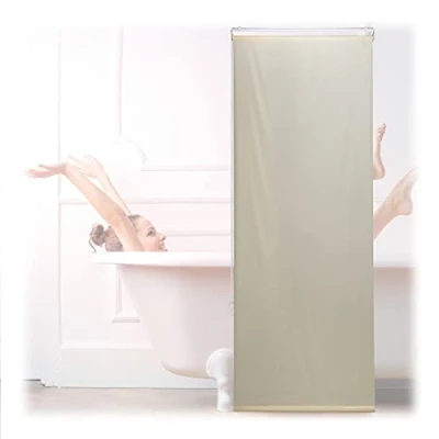 Image of Relaxdays Bathroom Roller Blind, for Shower &amp; Bathtub, Water Repellent, Quick Drying, Ceiling Window, 60x240cm, Beige
