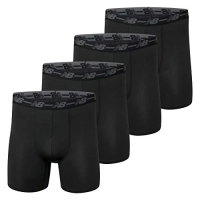 Image of New Balance Men&#039;s Big &amp; Tall Performance 5&quot; No Fly Boxer Brief (4 Pack), Black/Black/Black/Black, 3XL (48&quot; 50&quot;)