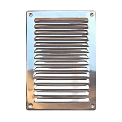 Image of Polished Chrome Air Vent Grille 165mm x 240mm Metal Wall Ventilation Cover with Fly Screen Anti Insect Mesh