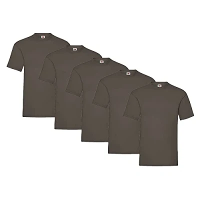 Image of Fruit of the Loom Pack 5 T shirts, x chocolate + 1 Hl Kauf notepad, size S, purchase Small