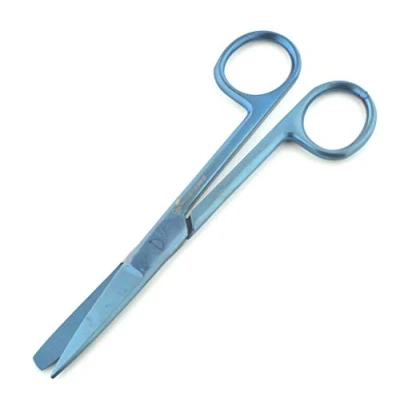 Image of Dressing Scissors First aid Vet All Purpose Sharp/Blunt 5&quot;Stainless Steel Autoclavable Plasma Coated in 4 Colors (Blue Coated)