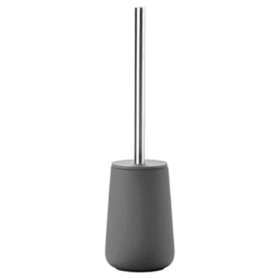 Image of Zone Denmark Nova Toilet Brush, Porcelain and Stainless Steel, Brush with Holder, Soft Touch Coating, Diameter 10.3 cm, Height 37 Grey
