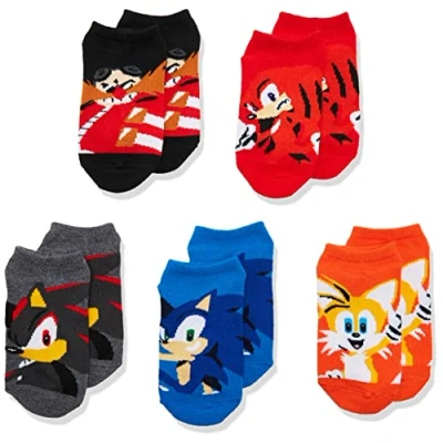 Image of Sonic The Hedgehog Boys&#039; 5 Pack No Show Casual, Assorted Bright, Sock 6 8 Fits Shoe Size 6.5 2.5 UK