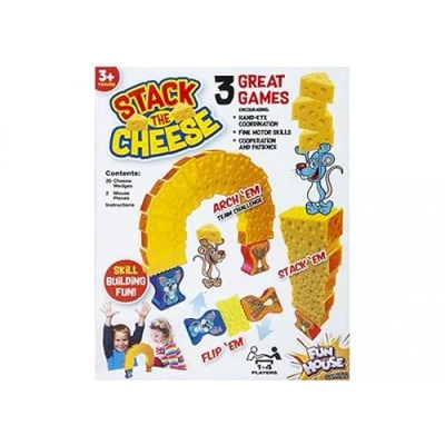 Image of PMS 331084 Mouse Stacking Cheese Game Exciting 1 4 Player Family Fun, Build Skills &amp; Compete in This Colourful, Interactive 3D Puzzle Challenge Perfect for Kids and Adults, Multicolor